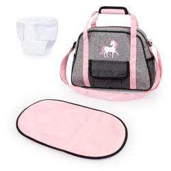 Bayer Design Puppen Pflegetasche grau rosa Einhorn
