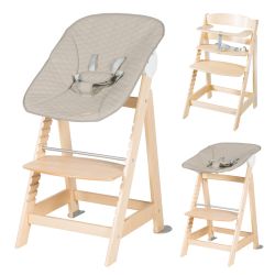 Roba Treppenhochstuhl Born Up Set 2in1 Greyish gesteppt Hochstuhl