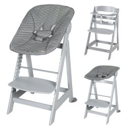Roba Treppenhochstuhl Born Up Set 2in1 in Grau Liegeaufsatz Stone