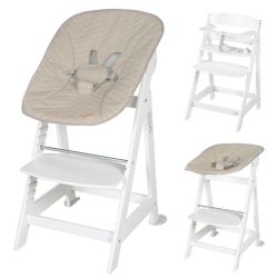 Roba Treppenhochstuhl Born Up Set 2in1 in Weiß Liegeaufsatz Greyish