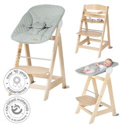 Roba Kids Born Up 2in1 Set Treppenhochstuhl Natur mit Aufsatz Style Frosty green