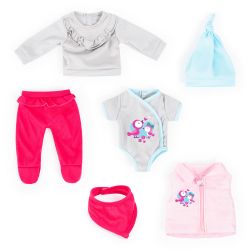 Bayer Design Kleider für Puppen 38-42cm Body Hose Jack pink grau Vögelchen