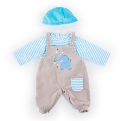 Bayer Design Kleider für Puppen 46cm Latzhose Oberteil türkis grau Elefant
