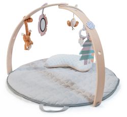 BabyGO Playmat wood Spielbogen Spielmatte Activity Center grau