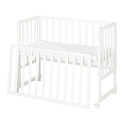 Roba Stuben- & Beistellbett 3in1 mit Barriere + Matratze Holz weiß