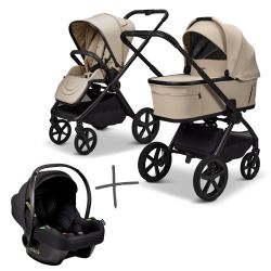 Moon Gio FOLD SET Kombi-Kinderwagen sand inkl. Cosmo Babyschale
