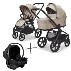 Moon Resea FOLD SET Kombi-Kinderwagen sand inkl. Cosmo Babyschale