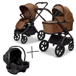 Moon Gio FOLD SET Kombi-Kinderwagen cognac inkl. Cosmo Babyschale