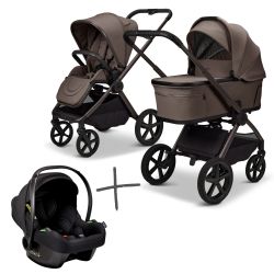 Moon Gio FOLD SET Kombi-Kinderwagen greige inkl. Cosmo Babyschale