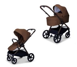 Moon Kombikinderwagen STYLO mit Sportsitz und Babywanne cognac