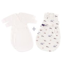 Träumeland Babyschlafsack LIEBMICH 3tlg. Set Little Farm blau Größe 68/74