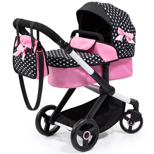 Bayer Design Kombi-Puppenwagen Xeo Herzchen schwarz rosa | baby-direkt  Online-Shop