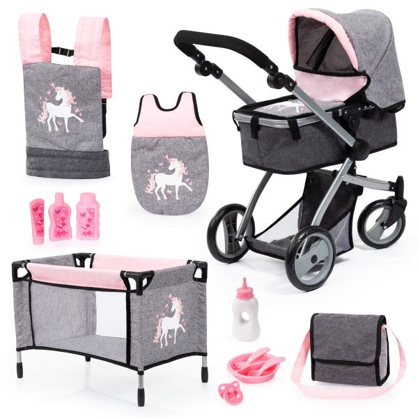 Bayer Design Puppen Spielzeug Mega Set, Puppenwagen, Reisebett, Zubehr  rosa | baby-direkt Online-Shop
