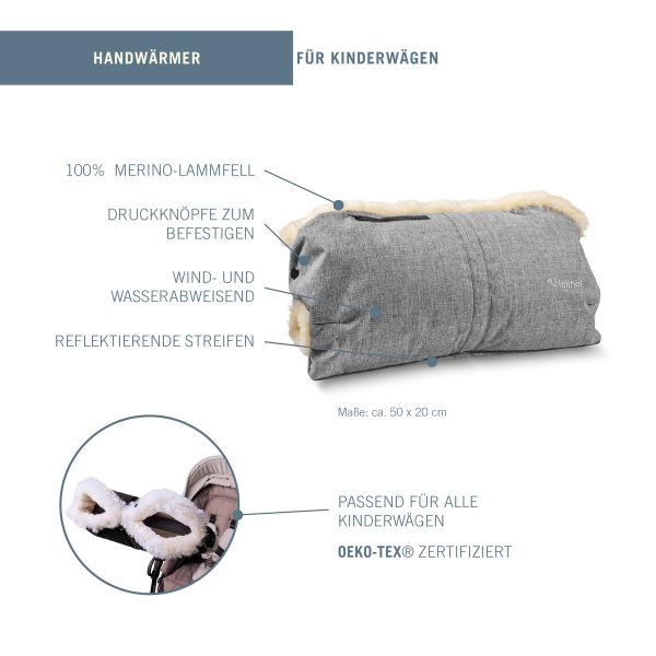 Fellhof Kinderwagen Handwrmer Handmuff Lammfell graphit-melange |  baby-direkt Online-Shop