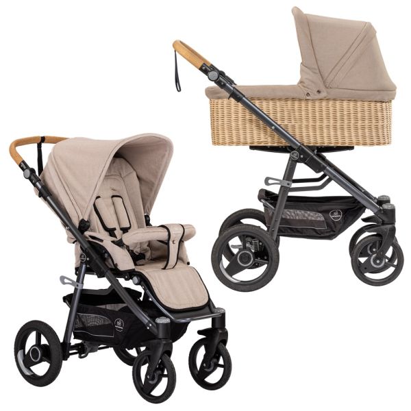 Naturkind Lux Evo - Sand - 2in1 Kinderwagen-Set inkl. Babywanne geflochten  & Sportsitz | baby-direkt Online-Shop