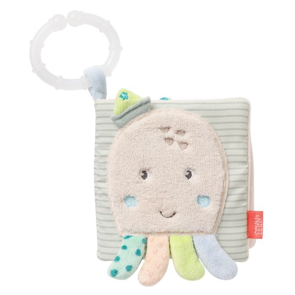 Fehn Stoffbuch mit Rassel und Aufhänger 11x11cm Meereskinder Oktopus