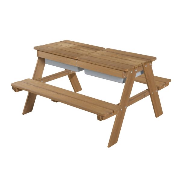 Roba Kids Kindersitzgarnitur Outdoor mit Spielwannen grau wetterfeste Massivholz