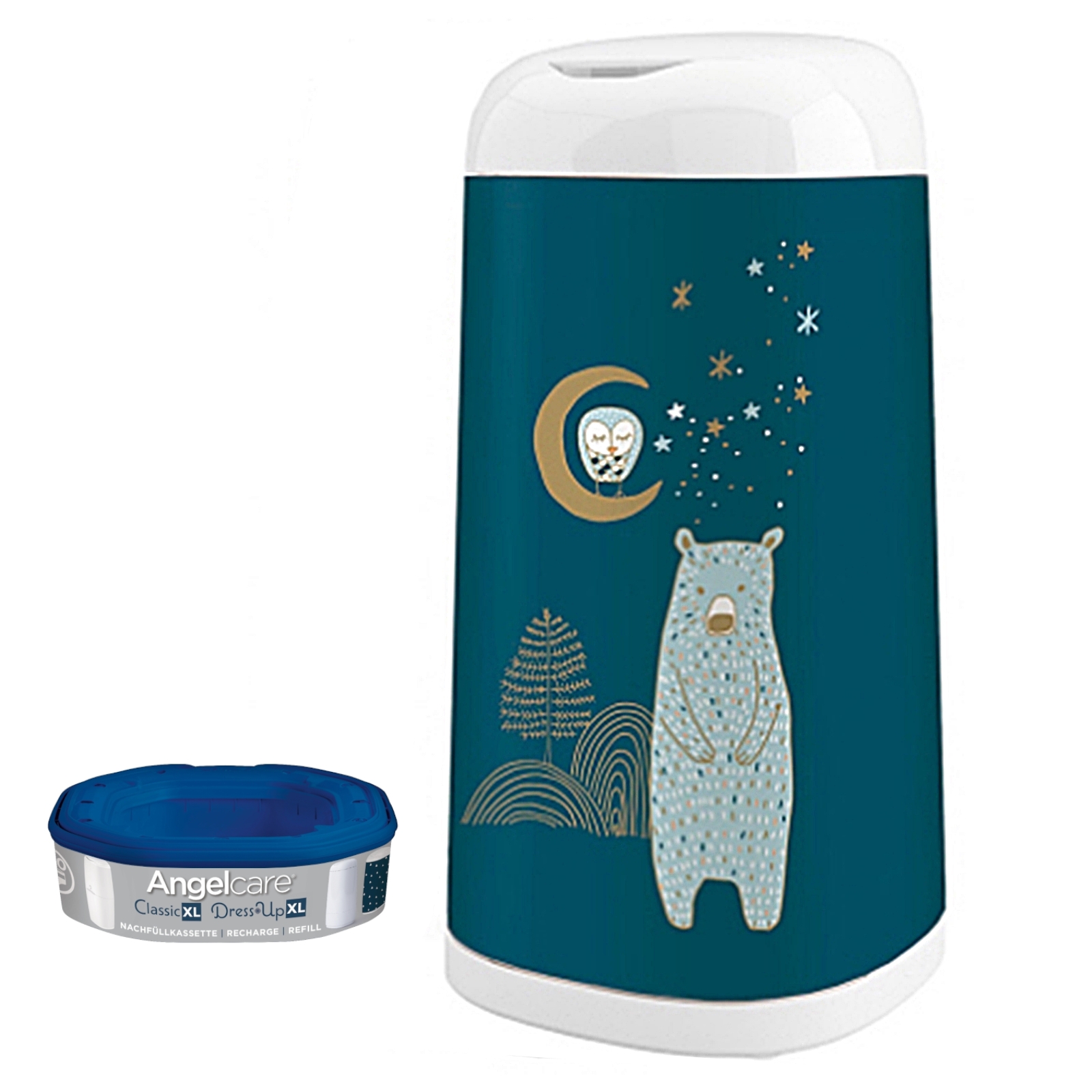 Angelcare Windeleimer DressUp XL 66 cm Höhe mit Bezug Snow Bear NEU eBay